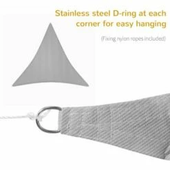 Outsunny 4x4m Triangle Sun Shade Sail UV Protection HDPE Canopy W/ Rings Grey -Outsunny store 51519921 5