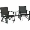 Outsunny Double Glider Companion Rocking Chairs Loveseat Garden Table Black -Outsunny store 51642025 1