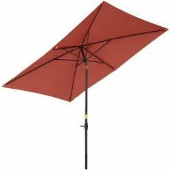 Outsunny 2 X 3(m) Garden Parasol Rectangular Market Umbrella W/ Crank Wine Red