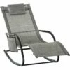 Outsunny Breathable Mesh Rocking Chair Outdoor Recliner W/ Headrest Dark Grey -Outsunny store 51642069 1