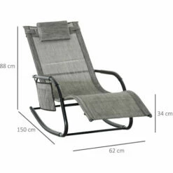 Outsunny Breathable Mesh Rocking Chair Outdoor Recliner W/ Headrest Dark Grey 3 Outsunny Breathable Mesh Rocking Chair Outdoor Recliner W/ Headrest Dark Grey -Outsunny store 51642069 2