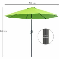 Alternative view of Outsunny 2.7M Patio Umbrella Outdoor Sunshade Canopy W/ Tilt And Crank Green