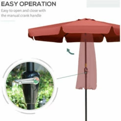 Outsunny 2.7m Patio Umbrella Garden Parasol With Crank, Ruffles, 8 Ribs, Wine Red -Outsunny store 51923127 5