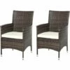 Outsunny 2PC Outdoor Rattan Armchair Wicker Dining Chair Set For Garden Brown -Outsunny store 51923155 1