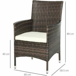 Outsunny 2PC Outdoor Rattan Armchair Wicker Dining Chair Set For Garden Brown -Outsunny store 51923155 2