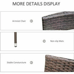 Outsunny 2PC Outdoor Rattan Armchair Wicker Dining Chair Set For Garden Brown -Outsunny store 51923155 5