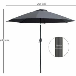 Alternative view of Outsunny 2.7M Patio Umbrella Outdoor Sunshade Canopy W/ Tilt And Crank Grey