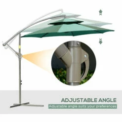 Outsunny 2.7m Cantilever Banana Parasol Outdoor Sun Shade W/ Crank, Green 5 Outsunny 2.7m Cantilever Banana Parasol Outdoor Sun Shade W/ Crank, Green -Outsunny store 52074102 4
