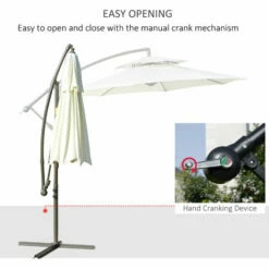 Outsunny 2.7m Cantilever Banana Parasol Outdoor Sun Shade W/ Crank, Beige -Outsunny store 52074104 4