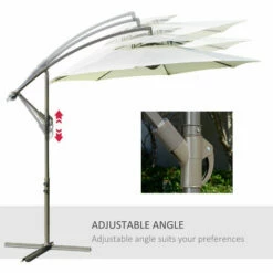 Outsunny 2.7m Cantilever Banana Parasol Outdoor Sun Shade W/ Crank, Beige -Outsunny store 52074104 5