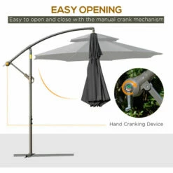Outsunny 2.7m Cantilever Banana Parasol Outdoor Sun Shade W/ Crank, Black 5 Outsunny 2.7m Cantilever Banana Parasol Outdoor Sun Shade W/ Crank, Black -Outsunny store 52074105 4