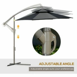Outsunny 2.7m Cantilever Banana Parasol Outdoor Sun Shade W/ Crank, Black 6 Outsunny 2.7m Cantilever Banana Parasol Outdoor Sun Shade W/ Crank, Black -Outsunny store 52074105 5