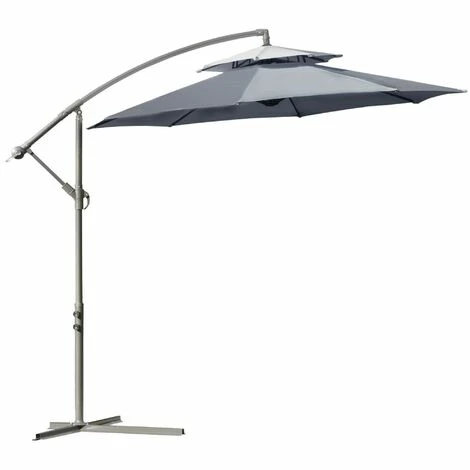 Outsunny 2.7m Cantilever Banana Parasol Outdoor Sun Shade w/ Crank, Dark Grey Outsunny 2.7m Cantilever Banana Parasol Outdoor Sun Shade W/ Crank, Dark Grey -Outsunny store 52074106 1