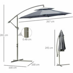 Outsunny 2.7m Cantilever Banana Parasol Outdoor Sun Shade W/ Crank, Dark Grey 3 Outsunny 2.7m Cantilever Banana Parasol Outdoor Sun Shade W/ Crank, Dark Grey -Outsunny store 52074106 2