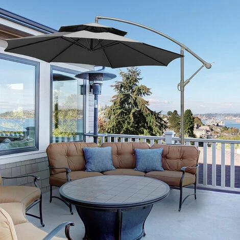 Outsunny 2.7m Cantilever Banana Parasol Outdoor Sun Shade w/ Crank, Dark Grey Outsunny 2.7m Cantilever Banana Parasol Outdoor Sun Shade W/ Crank, Dark Grey -Outsunny store 52074106 3