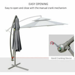 Outsunny 2.7m Cantilever Banana Parasol Outdoor Sun Shade W/ Crank, Dark Grey 5 Outsunny 2.7m Cantilever Banana Parasol Outdoor Sun Shade W/ Crank, Dark Grey -Outsunny store 52074106 4