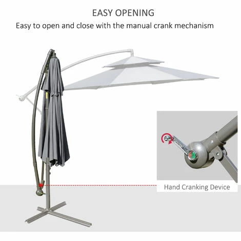 Outsunny 2.7m Cantilever Banana Parasol Outdoor Sun Shade w/ Crank, Dark Grey Outsunny 2.7m Cantilever Banana Parasol Outdoor Sun Shade W/ Crank, Dark Grey -Outsunny store 52074106 4