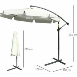 Outsunny 2.7m Garden Cantilever Banana Parasol Sun Shade W/ Crank, Cream White 3 Outsunny 2.7m Garden Cantilever Banana Parasol Sun Shade W/ Crank, Cream White -Outsunny store 52523395 2
