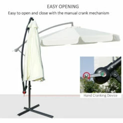 Outsunny 2.7m Garden Cantilever Banana Parasol Sun Shade W/ Crank, Cream White 5 Outsunny 2.7m Garden Cantilever Banana Parasol Sun Shade W/ Crank, Cream White -Outsunny store 52523395 4