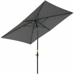 Outsunny 2 X 3(m) Garden Parasol Rectangular Market Umbrella W/ Crank Dark Grey