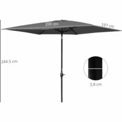 Alternative view of Outsunny 2 X 3(m) Garden Parasol Rectangular Market Umbrella W/ Crank Dark Grey