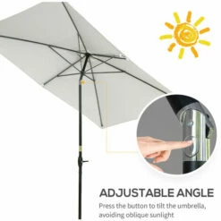 Outsunny 2 X 3(m) Garden Parasol Rectangular Market Umbrella W/ Crank White 10 Outsunny 2 X 3(m) Garden Parasol Rectangular Market Umbrella W/ Crank White -Outsunny store 52523398 4