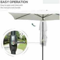 Outsunny 2 X 3(m) Garden Parasol Rectangular Market Umbrella W/ Crank White 11 Outsunny 2 X 3(m) Garden Parasol Rectangular Market Umbrella W/ Crank White -Outsunny store 52523398 5