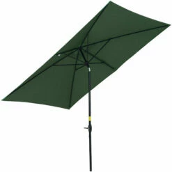 Outsunny 2 X 3(m) Garden Parasol Rectangular Market Umbrella W/ Crank Green