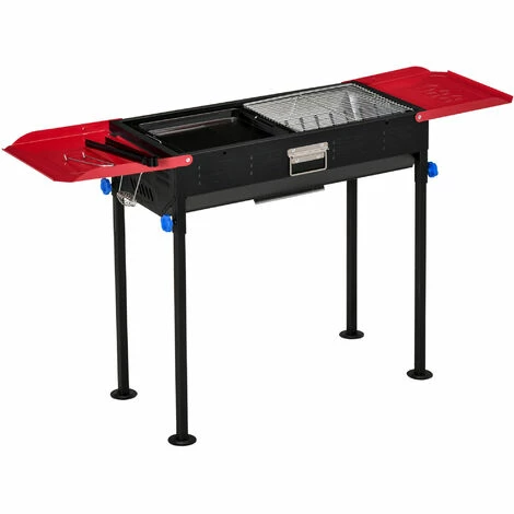 Outsunny Portable Charcoal Barbecue Grill with Side Shelves for Outdoor Picnic Camping Outsunny Portable Charcoal Barbecue Grill With Side Shelves For Outdoor Picnic Camping -Outsunny store 52523400 1