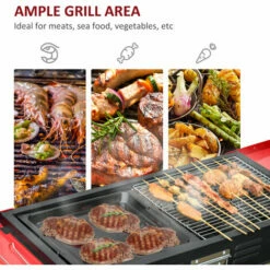 Outsunny Portable Charcoal Barbecue Grill With Side Shelves For Outdoor Picnic Camping 6 Outsunny Portable Charcoal Barbecue Grill With Side Shelves For Outdoor Picnic Camping -Outsunny store 52523400 5