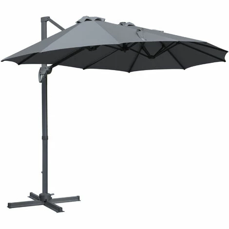 Outsunny 4.5 m Double Garden Parasol Garden Umbrella w/ Crank Handle Grey Outsunny 4.5 m Double Garden Parasol Garden Umbrella W/ Crank Handle Grey -Outsunny store 52523401 1