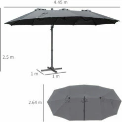 Outsunny 4.5 m Double Garden Parasol Garden Umbrella W/ Crank Handle Grey 3 Outsunny 4.5 m Double Garden Parasol Garden Umbrella W/ Crank Handle Grey -Outsunny store 52523401 2