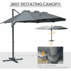 Outsunny 4.5 m Double Garden Parasol Garden Umbrella W/ Crank Handle Grey 5 Outsunny 4.5 m Double Garden Parasol Garden Umbrella W/ Crank Handle Grey -Outsunny store 52523401 4