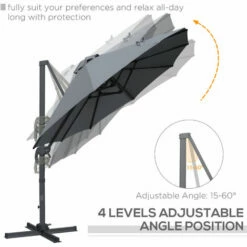 Outsunny 4.5 m Double Garden Parasol Garden Umbrella W/ Crank Handle Grey 6 Outsunny 4.5 m Double Garden Parasol Garden Umbrella W/ Crank Handle Grey -Outsunny store 52523401 5