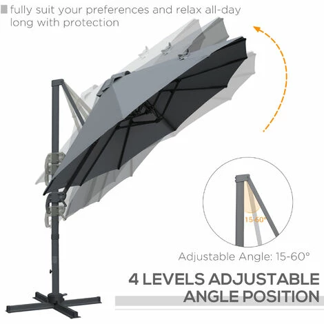 Outsunny 4.5 m Double Garden Parasol Garden Umbrella w/ Crank Handle Grey Outsunny 4.5 m Double Garden Parasol Garden Umbrella W/ Crank Handle Grey -Outsunny store 52523401 5