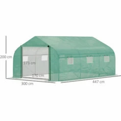 Outsunny 4.5 X 3 X 2m Outdoor Tunnel Greenhouse W/ Roll Up Door 6 Windows Green 3 Outsunny 4.5 X 3 X 2m Outdoor Tunnel Greenhouse W/ Roll Up Door 6 Windows Green -Outsunny store 52523403 2