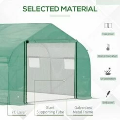 Outsunny 4.5 X 3 X 2m Outdoor Tunnel Greenhouse W/ Roll Up Door 6 Windows Green 5 Outsunny 4.5 X 3 X 2m Outdoor Tunnel Greenhouse W/ Roll Up Door 6 Windows Green -Outsunny store 52523403 4