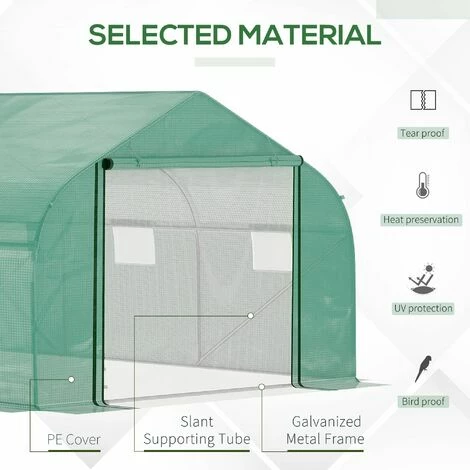 Outsunny 4.5 x 3 x 2m Outdoor Tunnel Greenhouse w/ Roll Up Door 6 Windows Green Outsunny 4.5 X 3 X 2m Outdoor Tunnel Greenhouse W/ Roll Up Door 6 Windows Green -Outsunny store 52523403 4