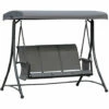 Outsunny 3 Seat Metal Fabric Backyard Balcony Patio Swing Chair W/ Canopy Grey -Outsunny store 52666244 1