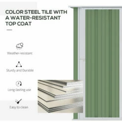 Outsunny Garden Storage Shed With Lockable Door Sloped Roof For Bike Light Green -Outsunny store 52666246 4