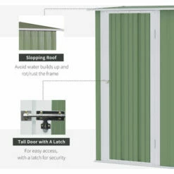 Outsunny Garden Storage Shed With Lockable Door Sloped Roof For Bike Light Green -Outsunny store 52666246 5