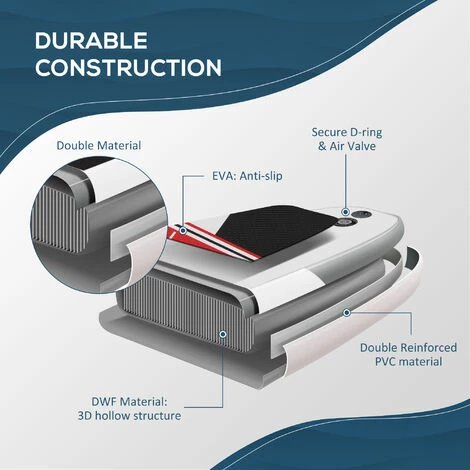 Outsunny 10Ft Inflatable Stand Up Board Non-Slip Deck Board w/ Paddle Carry Bag Outsunny 10Ft Inflatable Stand Up Board Non-Slip Deck Board W/ Paddle Carry Bag -Outsunny store 52666257 5