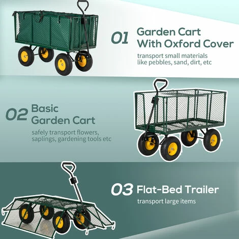 Outsunny Heavy Duty Garden Cart Truck Trolley Wheelbarrow Trailer Outsunny Heavy Duty Garden Cart Truck Trolley Wheelbarrow Trailer -Outsunny store 52666261 5