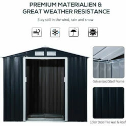 Outsunny Garden Shed Storage Unit W/Locking Door Floor Foundation Vent Dark Grey -Outsunny store 52735525 4