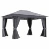 Outsunny 4 X 3(m) Patio Gazebo Garden Shelter W/ Curtains And Netting, Grey -Outsunny store 52735527 1