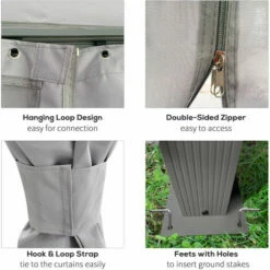 Outsunny 4 X 3(m) Patio Gazebo Garden Shelter W/ Curtains And Netting, Grey -Outsunny store 52735527 5
