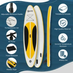 Outsunny 10ft Inflatable Paddle Stand Up Board, Adjustable Paddle Non-Slip Deck -Outsunny store 52735531 4