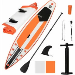 Outsunny 10Ft Inflatable Paddle Stand Up Board W/ Adjustable Paddle - White