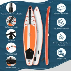 Outsunny 10Ft Inflatable Paddle Stand Up Board W/ Adjustable Paddle - White -Outsunny store 52735532 4