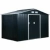 Outsunny 9 X 6FT Outdoor Storage Garden Shed Sliding Door Galvanised Dark Grey